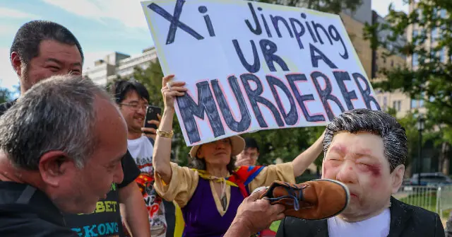 Protesters Demonstrate Against Chinese Communism During Xi's State Dinner
