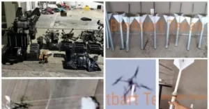 The image shows a collection of equipment and materials, including what appears to be a camera rig and various tools, with the text "Breitbart Texas" visible in the background.