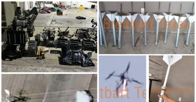 The image shows a collection of equipment and materials, including what appears to be a camera rig and various tools, with the text "Breitbart Texas" visible in the background.