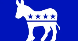The image depicts the Democratic Party's donkey logo, which is a symbol of the party in the United States.