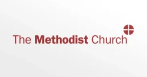 The image displays the logo for "The Methodist Church" with a red cross symbol.