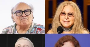 The image is a collage of four individuals, each captured in a different setting, possibly during public appearances or events.