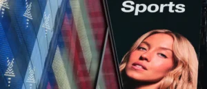 The news photo features a woman with blonde hair and the word "Sports" prominently displayed in the background.