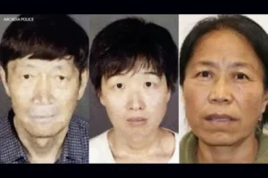 The image shows three individuals in mugshots, with the Arcadia Police Department logo in the top left corner.