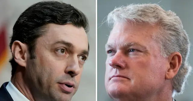 The image shows two individuals, one with dark hair and the other with gray hair, both appearing to be in a formal setting.